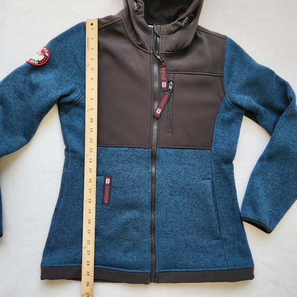 Canada Weather Gear Jacket Cozy Hooded Sweater Fleece Zip Up Blue Black Small - Picture 16 of 16